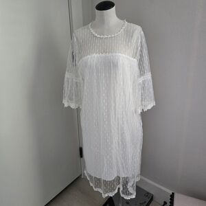 POL Delicate White Lace Overlay Dress SZ Small